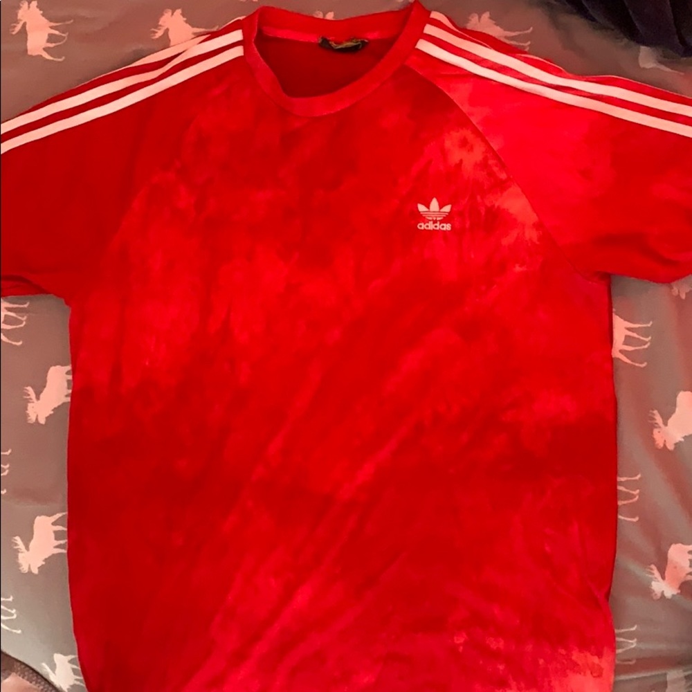 men’s adidas red tie dye adidas t shirt
